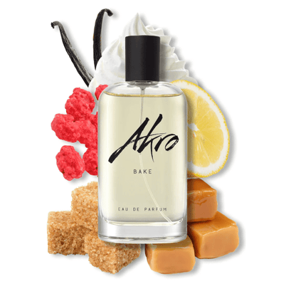 Bottle of Bake perfume by Akro, 100 ml, an irresistible cupcake